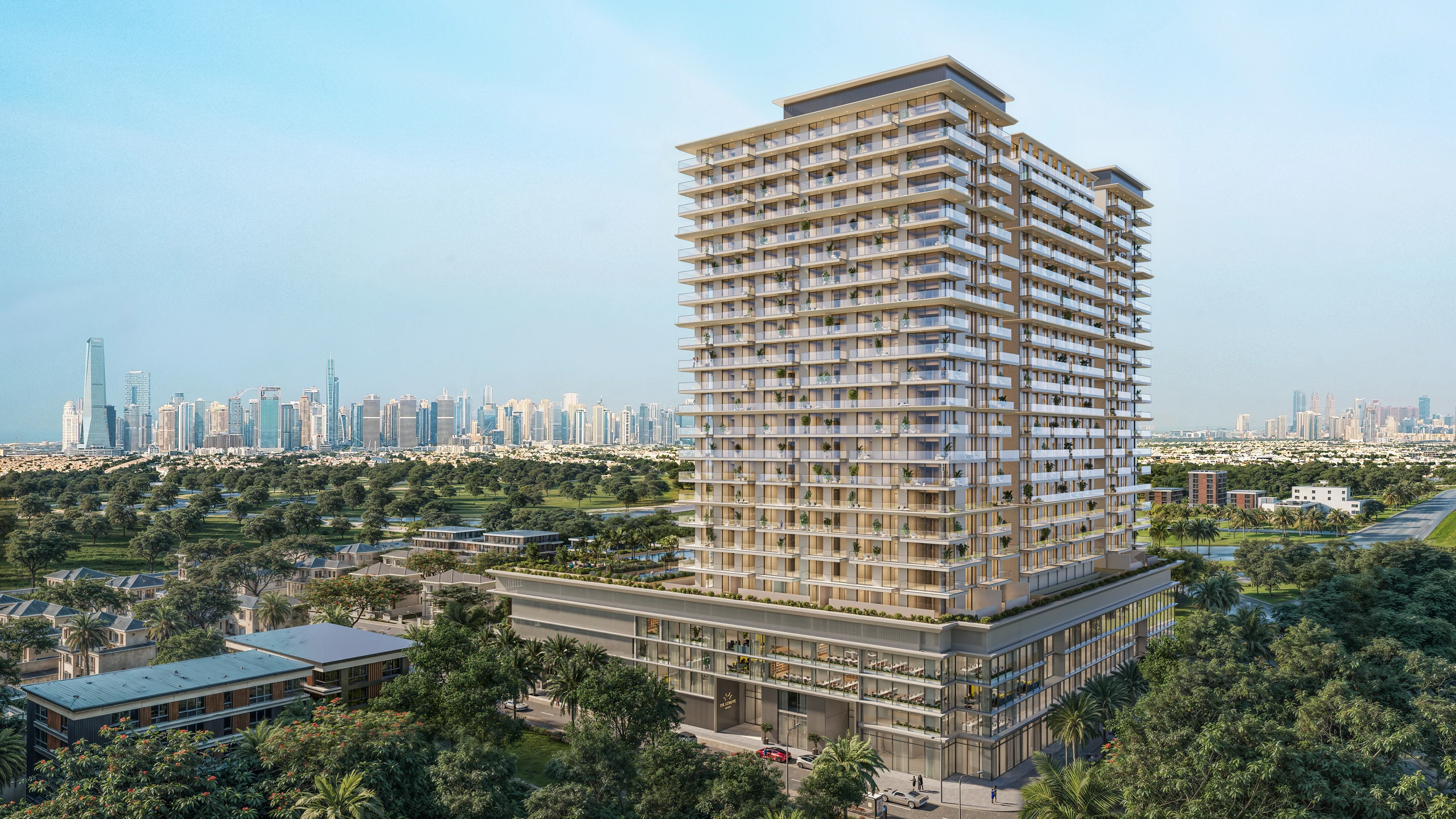 Sol Levante residential tower in JVT, architectural render